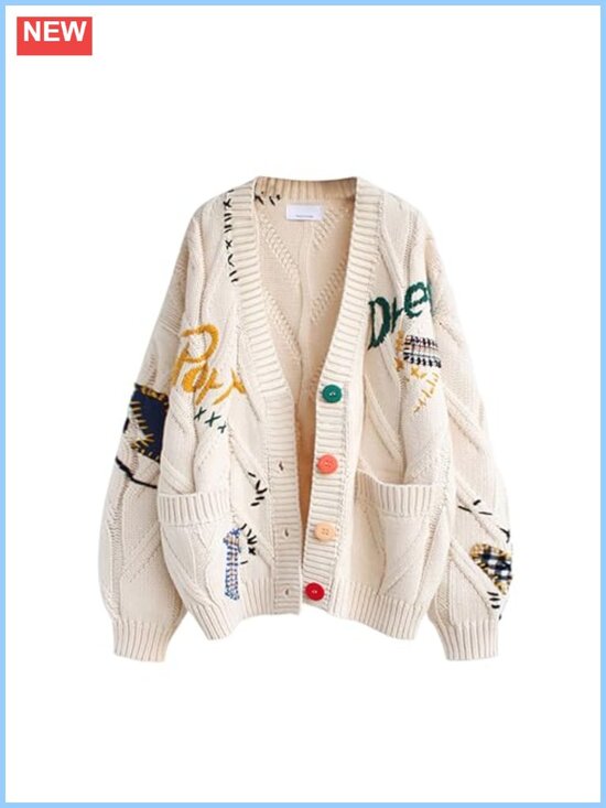 Sweaters - Women's Cable Knit Long Sleeve Open Front Cardigan Wool Blend V-Neck